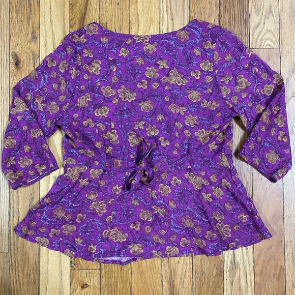 Modcloth Purple Floral Print Tie Blouse Size XL - Picture 5 of 5
